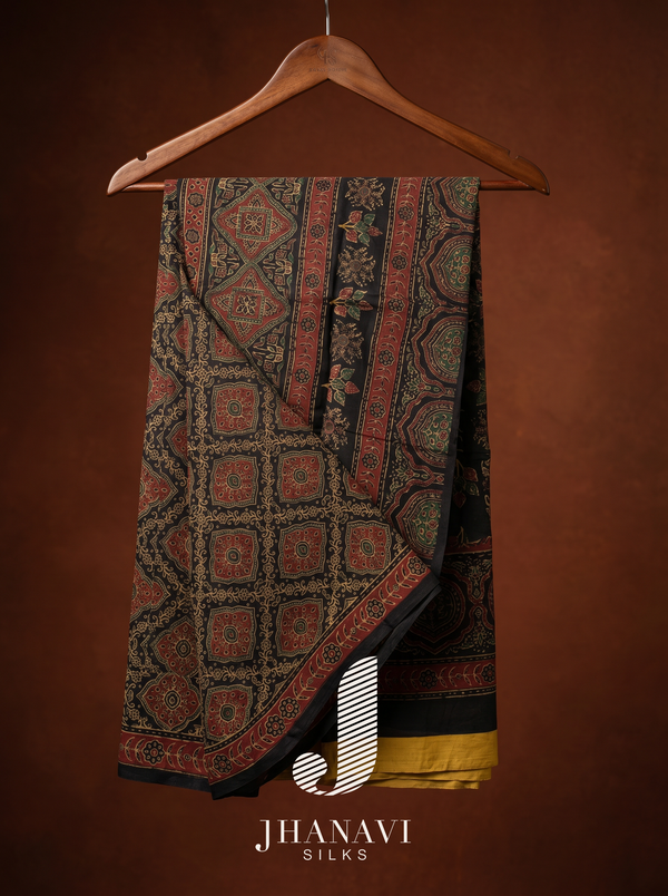 Fancy Cotton Saree – Red And Black