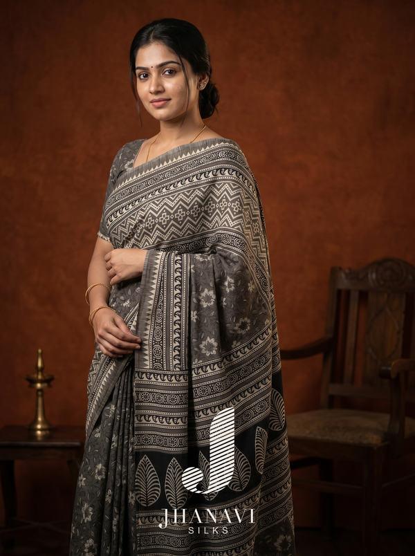Fancy Cotton Saree – Black