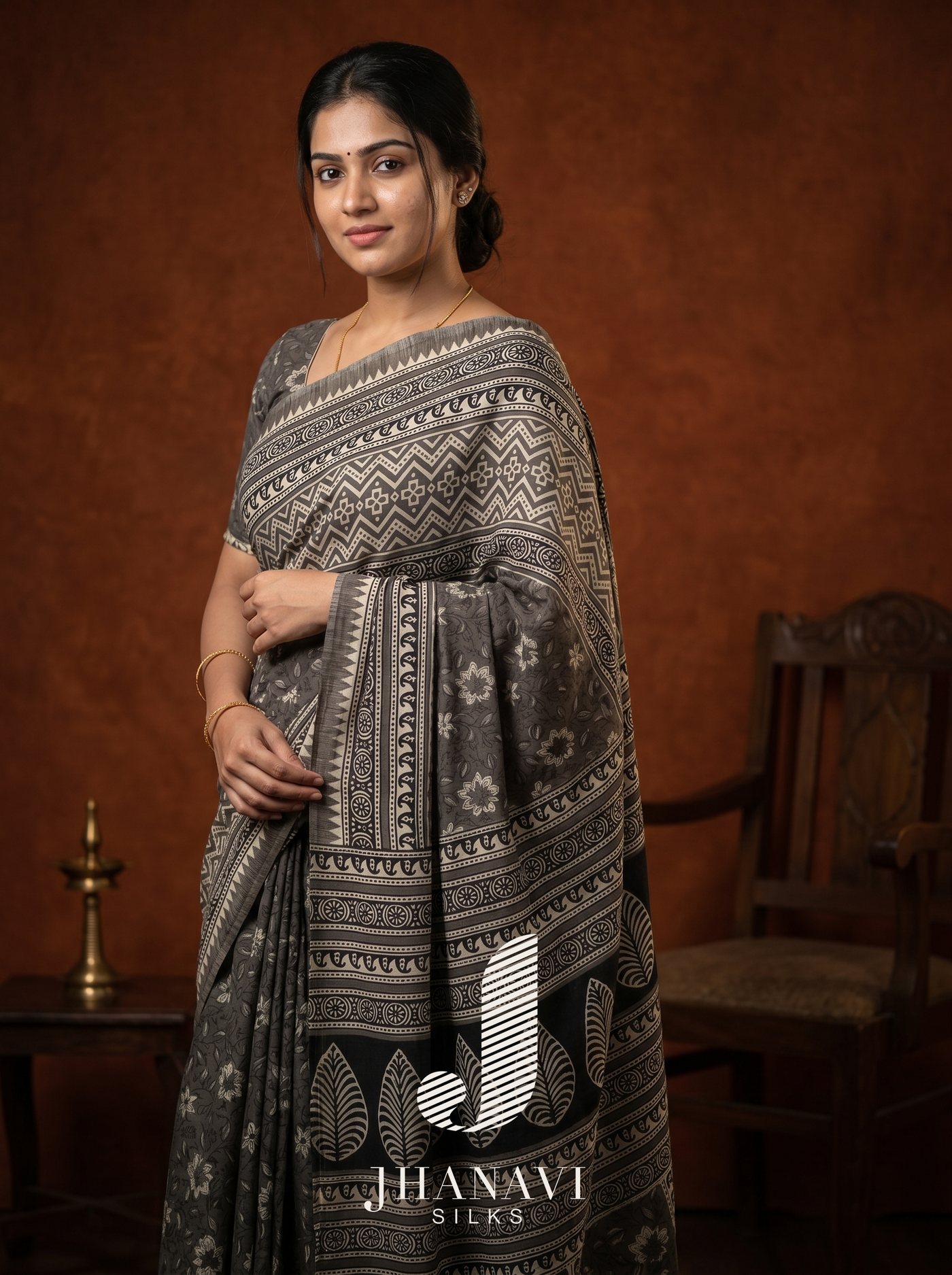 Fancy Cotton Saree – Black