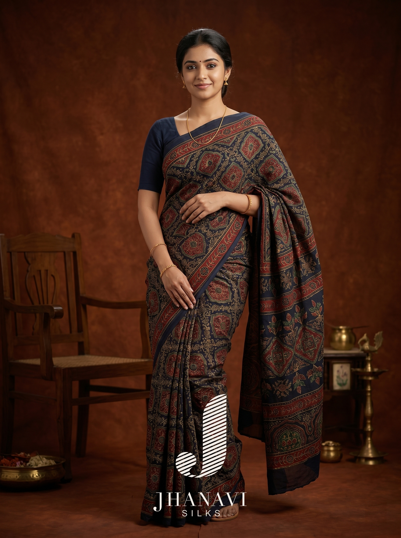 Fancy Cotton Saree – Red And Black