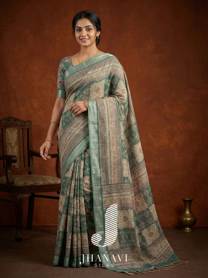 Linen Saree – Floral prints