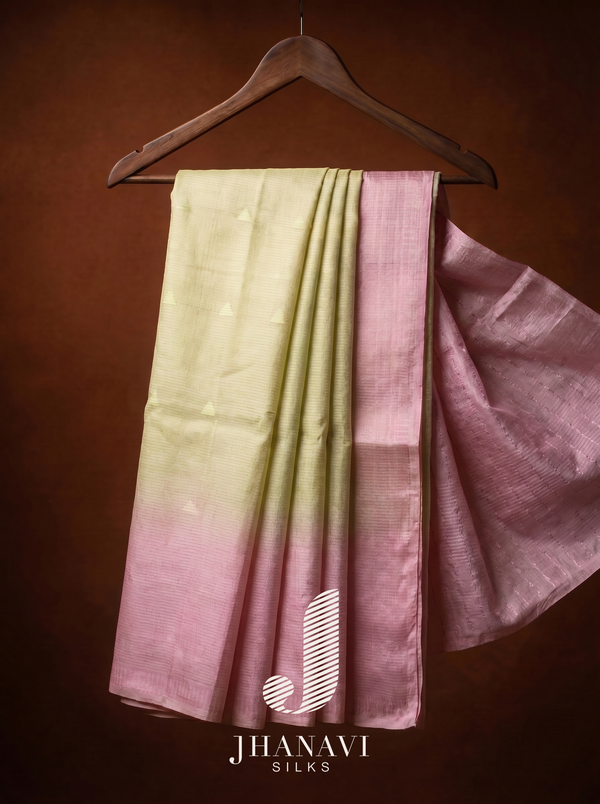 Tussar  Saree – Pastel Yellow