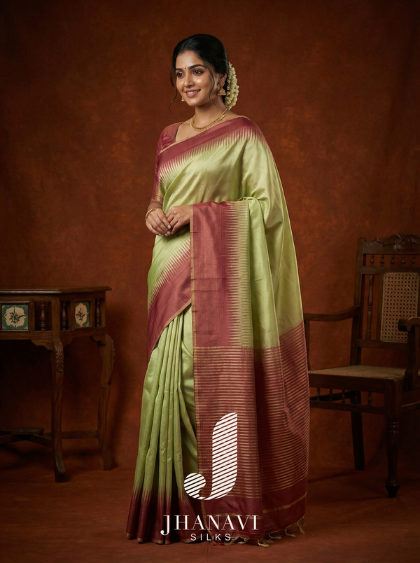 Kanchipuram Silk Saree – Yellow & Red