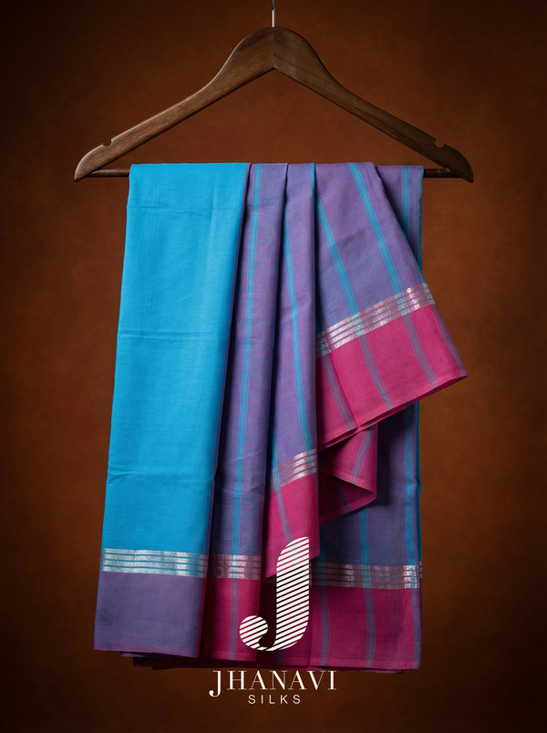 Chettinad Cotton Saree – Blue