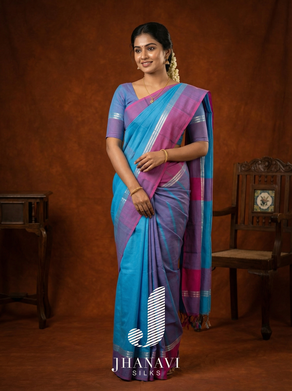 Chettinad Cotton Saree – Blue