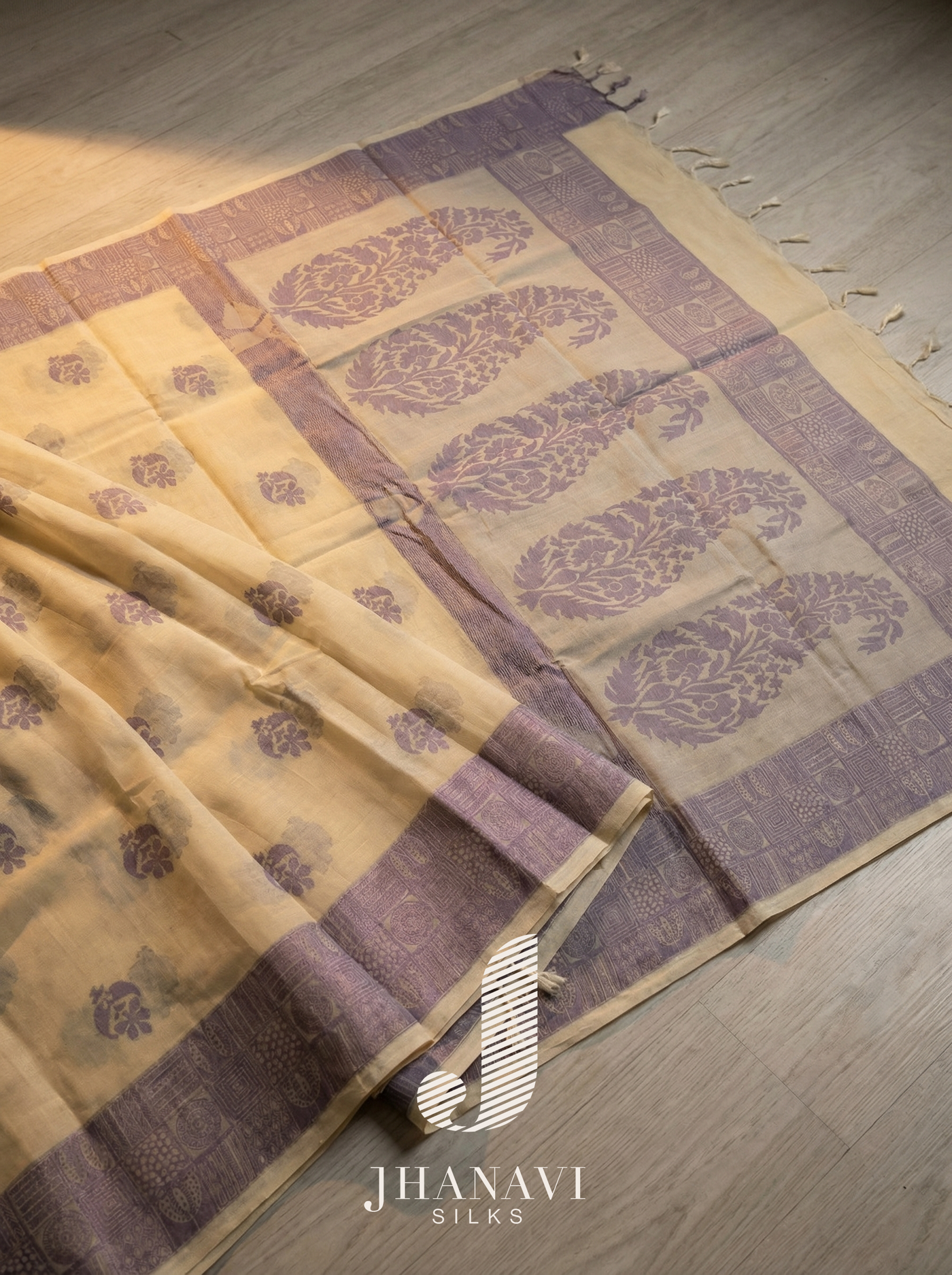 Designer Cotton Saree – Purple