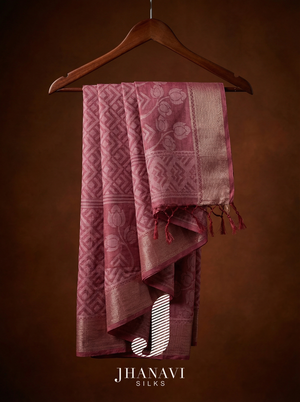 Designer Cotton Saree – Pink