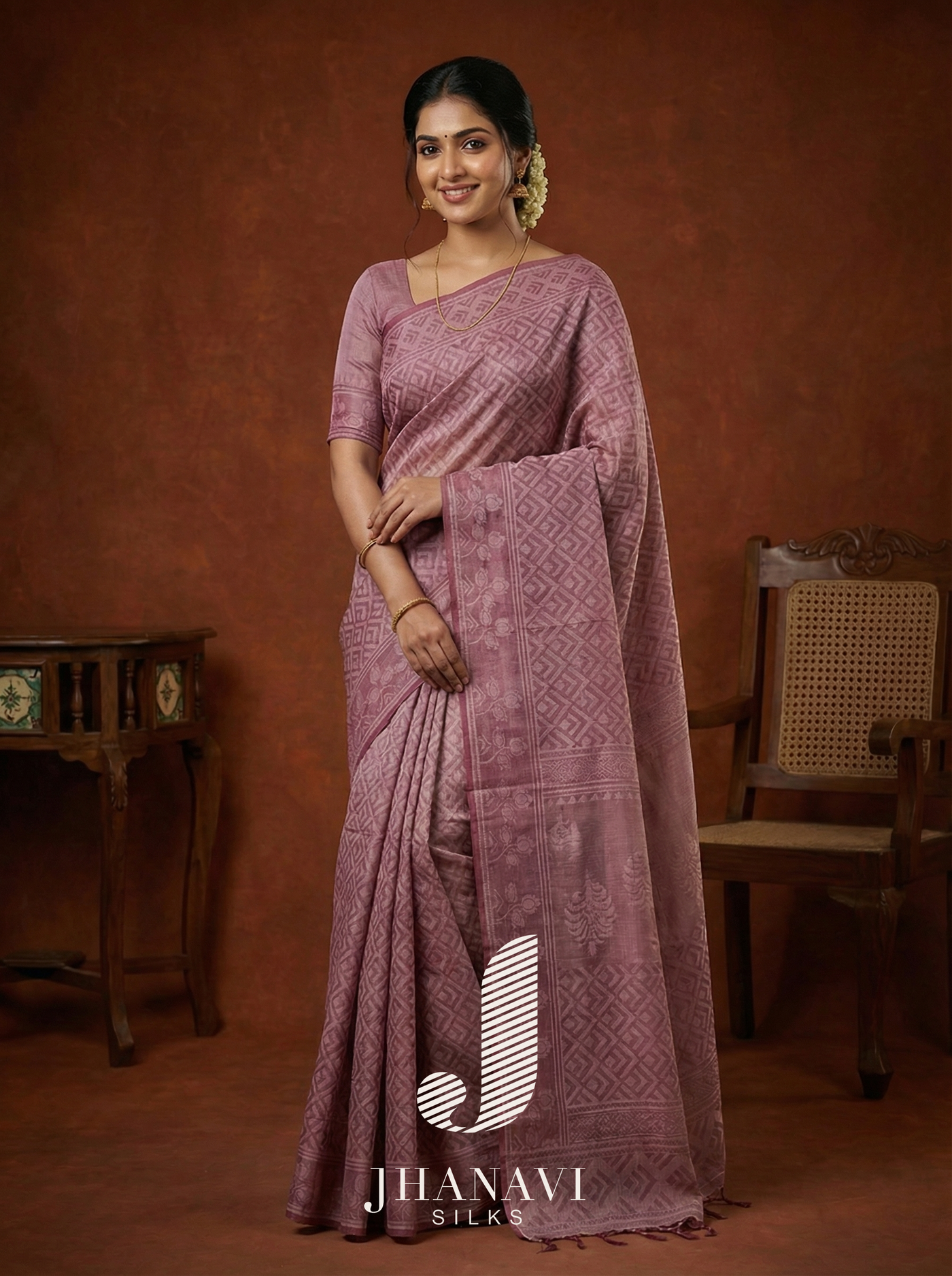 Designer Cotton Saree – Pink